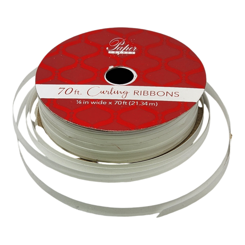 1/8 Inch Curling Ribbon - 70 Feet Long - White