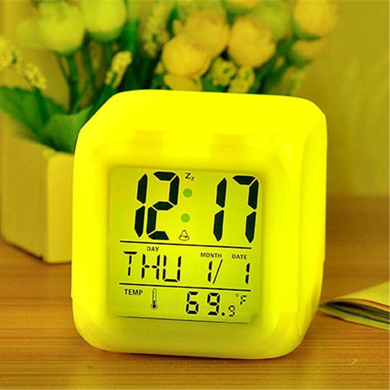 Luminous Alarm Clock Multifunctional White Screen Color Changing Bedroom Night Light Touch Control Bedside Lamp Dimmable Multi-Color Changing Gift Ideas Colorful Decompression Digital Accessories