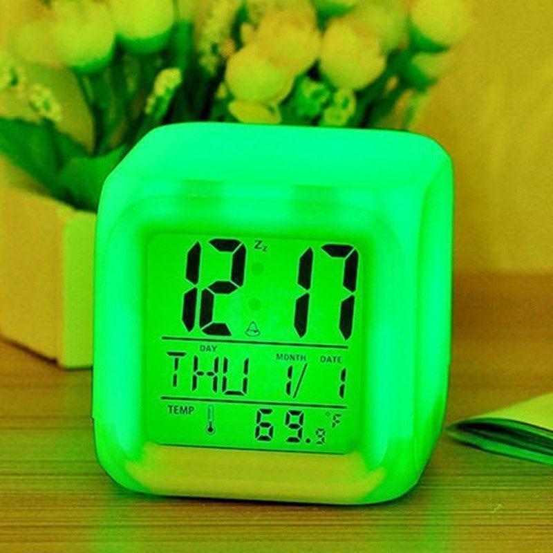 Luminous Alarm Clock Multifunctional White Screen Color Changing Bedroom Night Light Touch Control Bedside Lamp Dimmable Multi-Color Changing Gift Ideas Colorful Decompression Digital Accessories