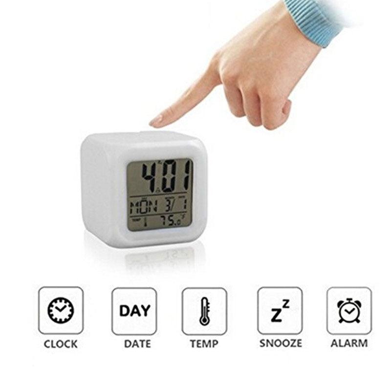 Luminous Alarm Clock Multifunctional White Screen Color Changing Bedroom Night Light Touch Control Bedside Lamp Dimmable Multi-Color Changing Gift Ideas Colorful Decompression Digital Accessories