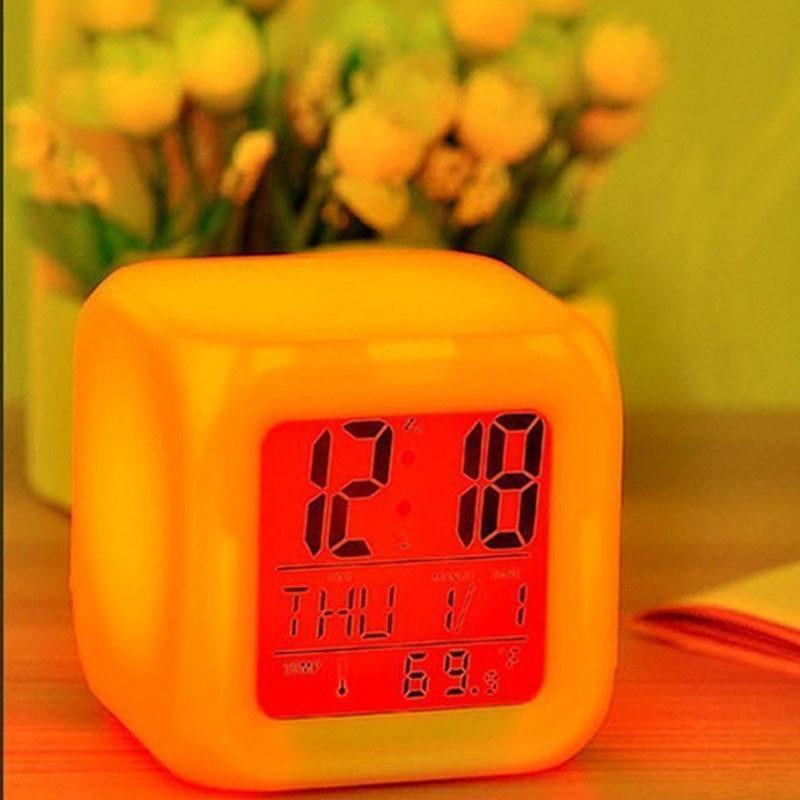 Luminous Alarm Clock Multifunctional White Screen Color Changing Bedroom Night Light Touch Control Bedside Lamp Dimmable Multi-Color Changing Gift Ideas Colorful Decompression Digital Accessories
