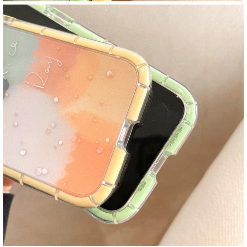 Luminous Art Abstract Phone Case For iPhone 13 12 11 Pro Max Transparent Silicone Shockproof Bumper Cover  Floral Girly Transparent Phone Case Glow In Dark iphone case