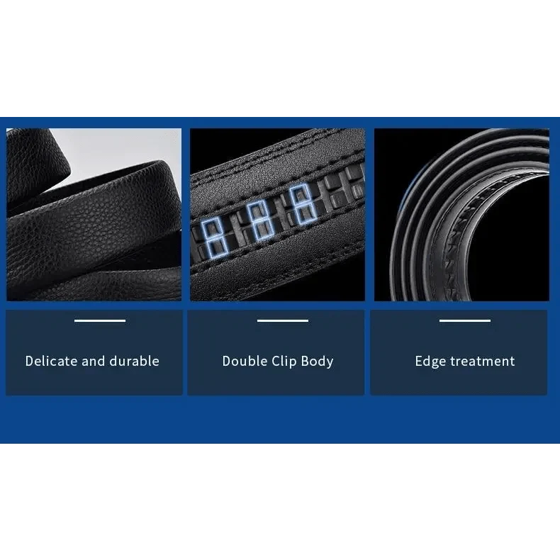 Luxury Automatic Black Genuine Leather Business Belt For Men New Fashion High Quality Black Belts
