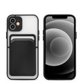 Luxury Card Holder Wallet Case For iPhone 11 Pro Max 12 Mini X XR 7 8 Plus XS Max Hard Solid Color Clear Protection Cover  Soft Silicone Shockproof Back Cover