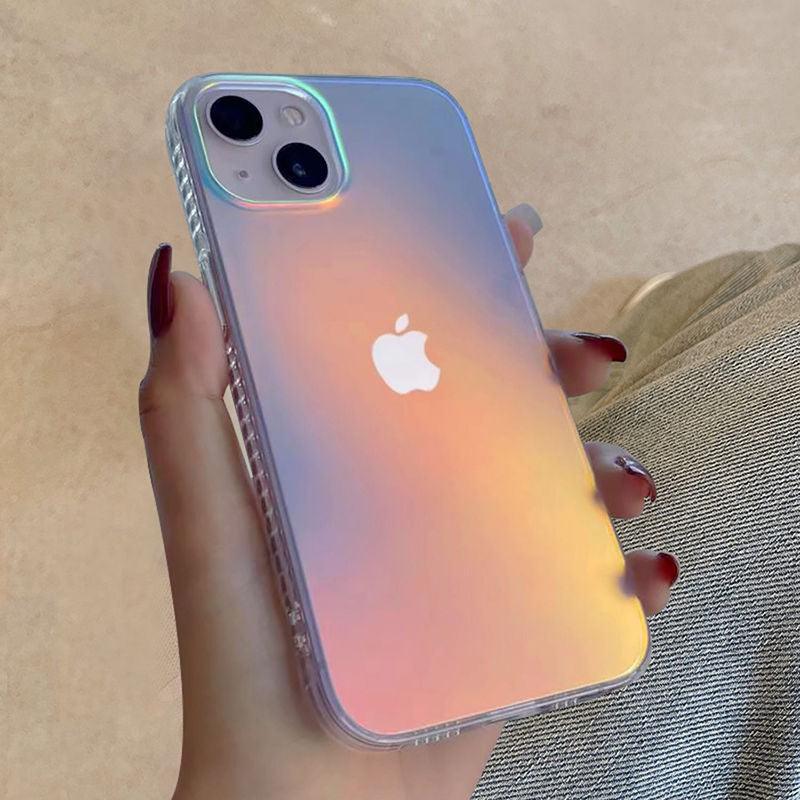 Luxury Colorful Phone Case for iPhone 14 13 Pro Max 12 11 XS X XR 7 Plus 12 13 Mini Shockproof Clear Protective Case Shock-Absorbing Bright Cover Shiny Finish Back Cover
