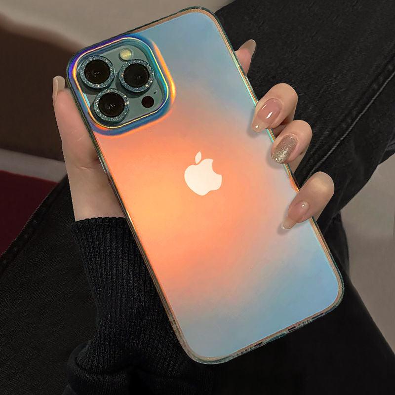 Luxury Colorful Phone Case for iPhone 14 13 Pro Max 12 11 XS X XR 7 Plus 12 13 Mini Shockproof Clear Protective Case Shock-Absorbing Bright Cover Shiny Finish Back Cover