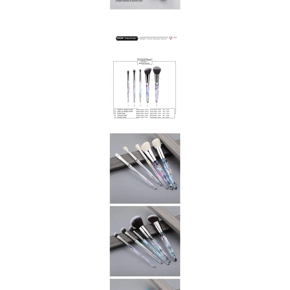 Luxury Cosmic Color New Luxury Crystal Makeup Brushes Powder Foundation Eyeshadow Eyebrow Cosmetics for Face Fan Make Up Brush Set