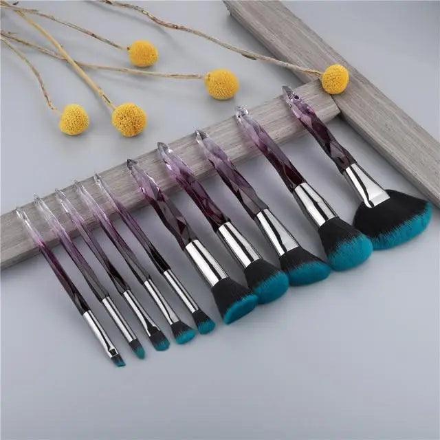 Luxury Cosmic Color New Luxury Crystal Makeup Brushes Powder Foundation Eyeshadow Eyebrow Cosmetics for Face Fan Make Up Brush Set