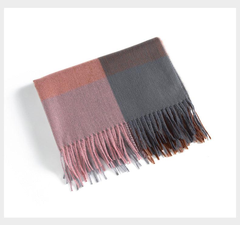 Luxury Fashion Autumn Winter Soft Warm Scarf Plaid Colorful Hijabs Cashmere Scarves Warm Soft Bandana Women's Lightweight Scarves Elegant Echarpe  Escharpe Soft Wool Elegant Tassel For Women