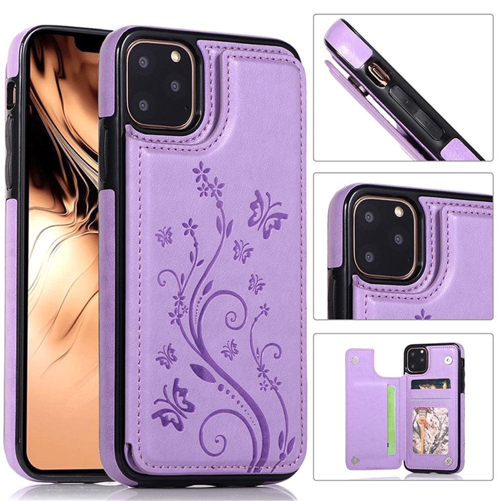 Luxury Leather Case For iPhone 14 12 13 Pro Comfortable Soft Wallet Card Slots Phone Flip Cover Wallet Case with Card Holder for iPhone