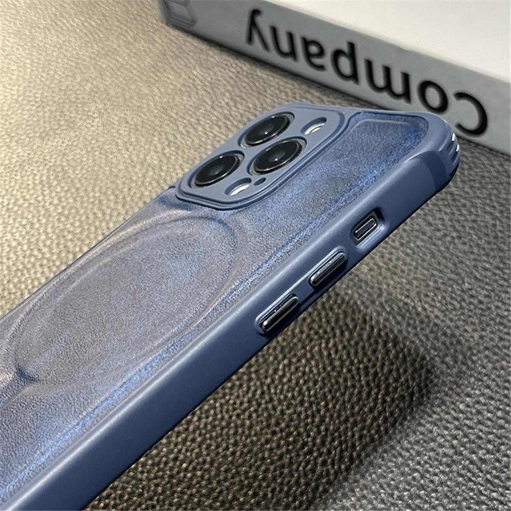 Luxury Leather Magnetic Wireless Charging Case For iPhone 14 11 12 13 Pro Max X XS XR 8 7 Plus Shockproof Soft Cover Shockproof Unique Vintage Design Leather Case For iPhone