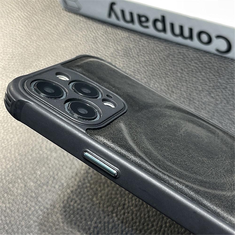 Luxury Leather Magnetic Wireless Charging Case For iPhone 14 11 12 13 Pro Max X XS XR 8 7 Plus Shockproof Soft Cover Shockproof Unique Vintage Design Leather Case For iPhone