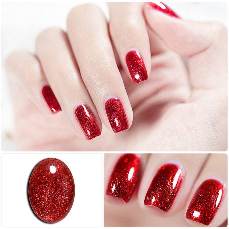 Luxury Modern Women Red 7ml UV Gel Nail Polish Set 8 Luxury Colors Elegant Manicure Nail Salon Stylish Design For Girls and Ladies