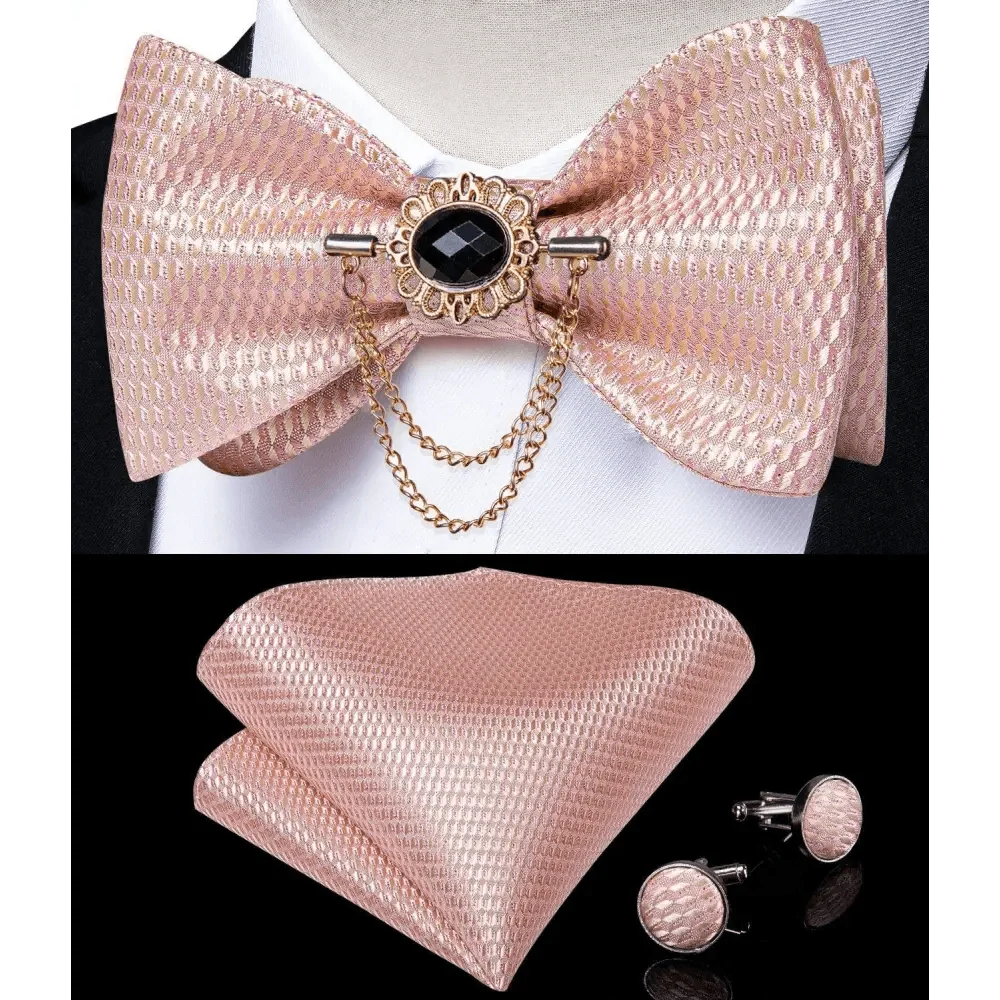 Luxury Pink Solid Men Bow Tie Silk Business Wedding Elegant Bowtie For Men Unique Desing For Every Occasion