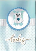 Handmade Embellished Welcome Baby Card - Blue Owl
