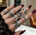 Dark Gothic Animal Skull Ring 7-Piece Set