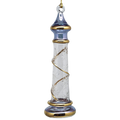 Glass Lighthouse Ornament With Gold Accent - Blue