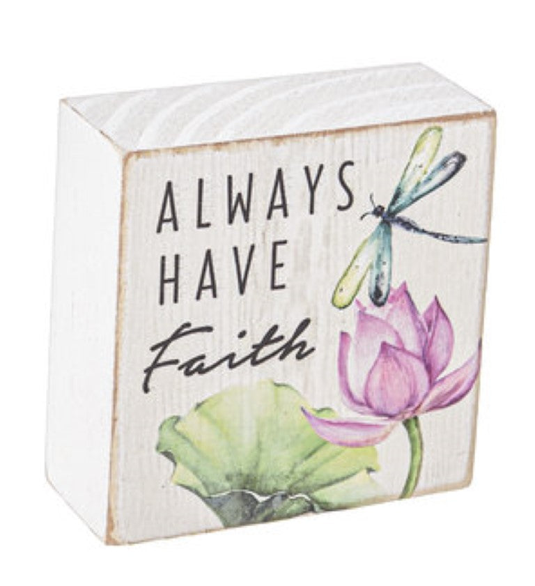 Watercolor Lilies Sign  Block -  Live Life