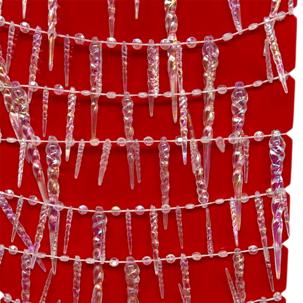 Crystal Clear Twisted Icicle Garland - 9 Foot