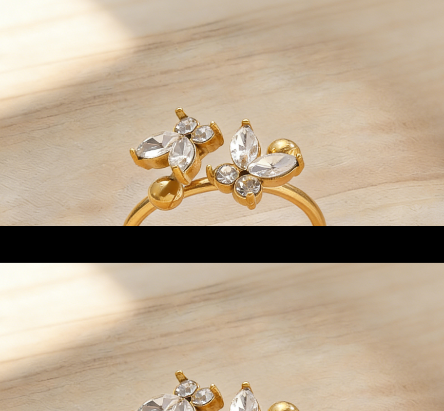 Stainless Steel Zircon Line Ring