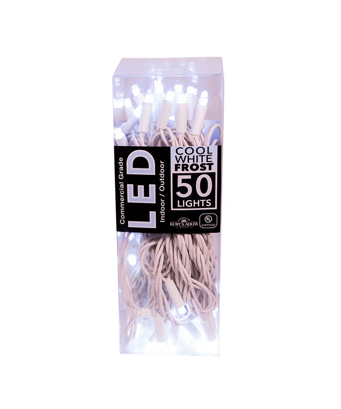 50-Light 5mm Cool White Frosted LED White Wire Light Set