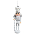 5 Inch Hollywood Nutcracker Ornament - White with Cane