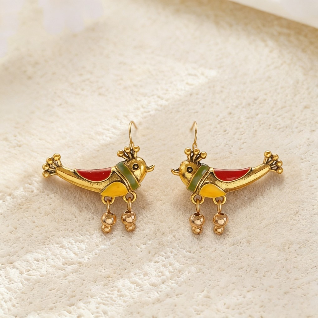 Vintage Palace Enamel Bird Earrings