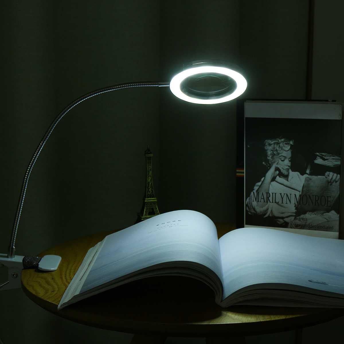 Magnifier Nail Beauty Light Tattoo Clip Light USB Table Lamp Flexible LED Desk Lamp Student Book Lights Study Lamp Reading Light Decorative Table Lamp Cute Study Lamps for Bedroom Décor
