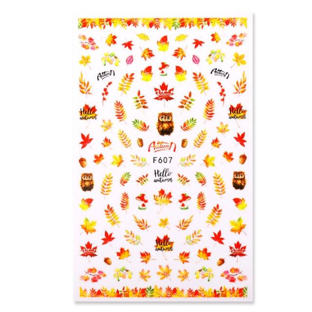 Maple Leaves 3D Nail Stickers Fall Leaf Flowers Line Sliders For Nails Self Adhesive Stickers Autumn Manicuring Decals Transfer Nail Decals Sticker For Pretty Girl Self-Adhesive Nail Decals Designer Nail Stickers for Acrylic