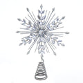 11.75" Lighted Silver Glittered Snowflake Treetop