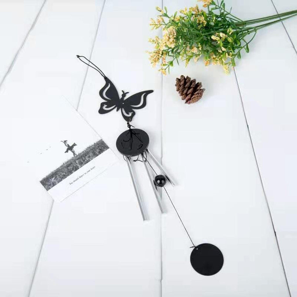 Memorial Butterfly Wind Chimes Angel  Wings Flying Bird Wind Chimes Garden Art Wings Wind Chime Patio Hummingbird Wind Chime Garden Hanging Decoration Outdoor Large Chimes For Patio  Porch Yard Black