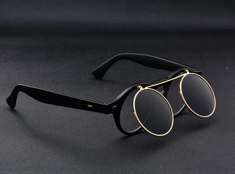 Men Vintage Flat Top Goggles Round Design Metal Retro Glasses For Men & Women Flip Up Sun Glasses New Colourful Fashionable Sunglasses For Men & Women