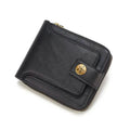 Men's PU Leather Solid Color Business Wallet, Card Holder With Zipper & Button