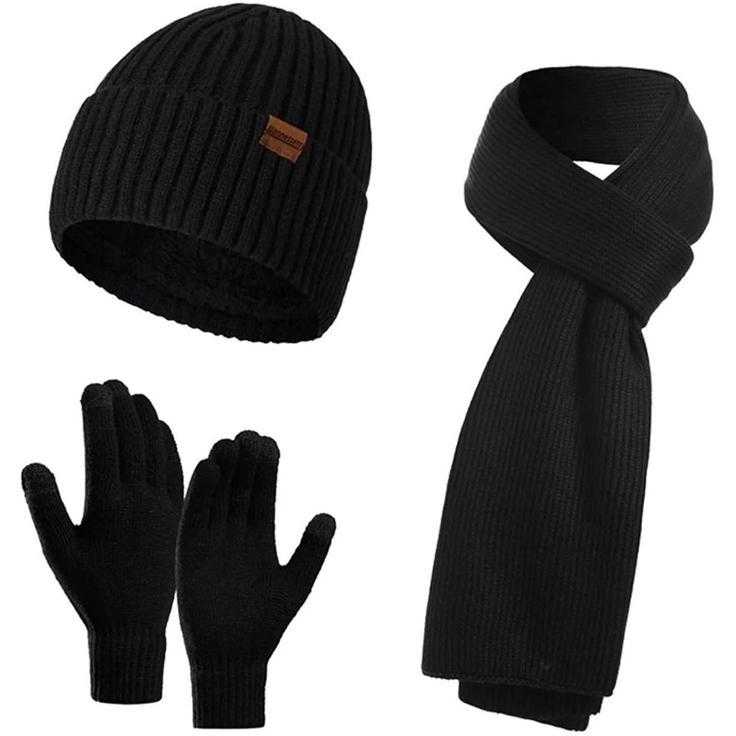 Men's Scaves and Beanie Hat Themal Gloves Set