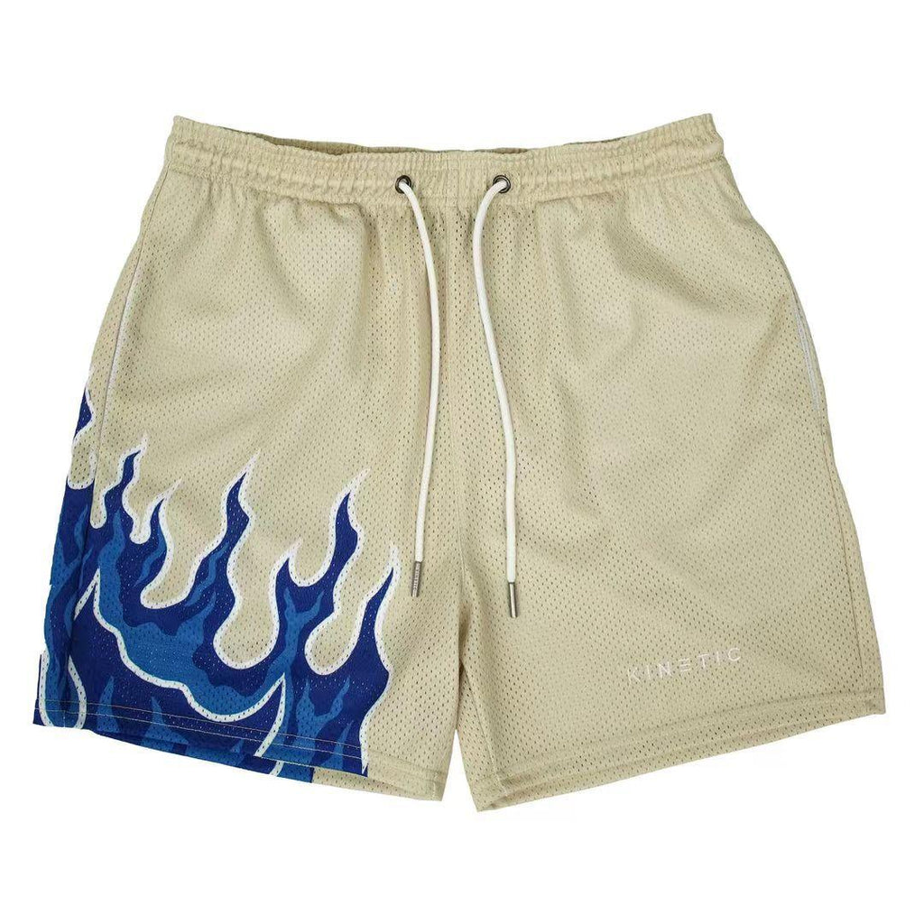 Mesh Breathable Men Shorts GYM Basketball Running Quick-Drying Shorts Baggy Flame Print Fashion Shorts Summer Shorts Basketball Running Quick-Drying Shorts Baggy Flame Print Shorts Summer Shorts