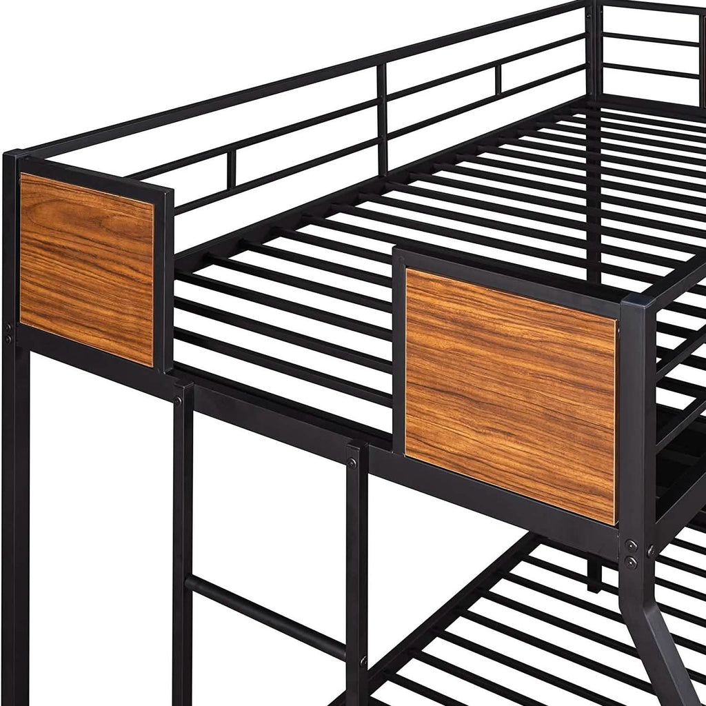 Metal Bunk Bed with Safety Railing Ladder