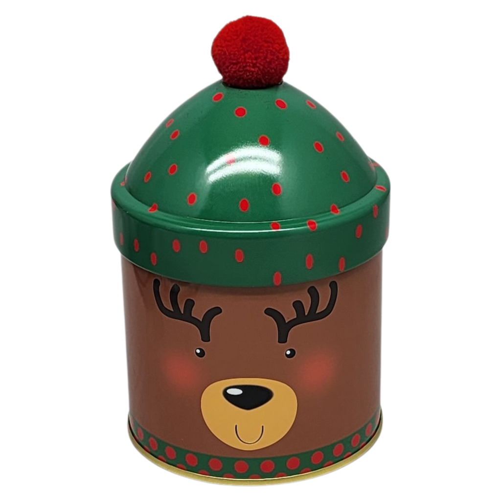 Gift Tin with Pom Pom Hat - Reindeer