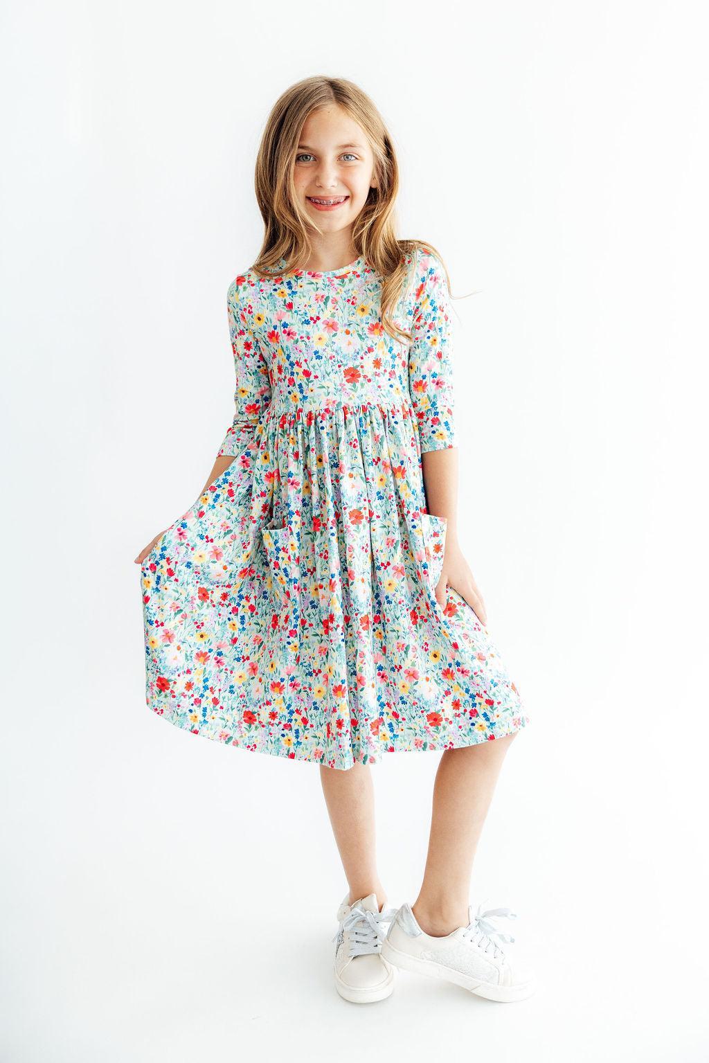 After the Rain 3/4 Sleeve Pocket Twirl Dress