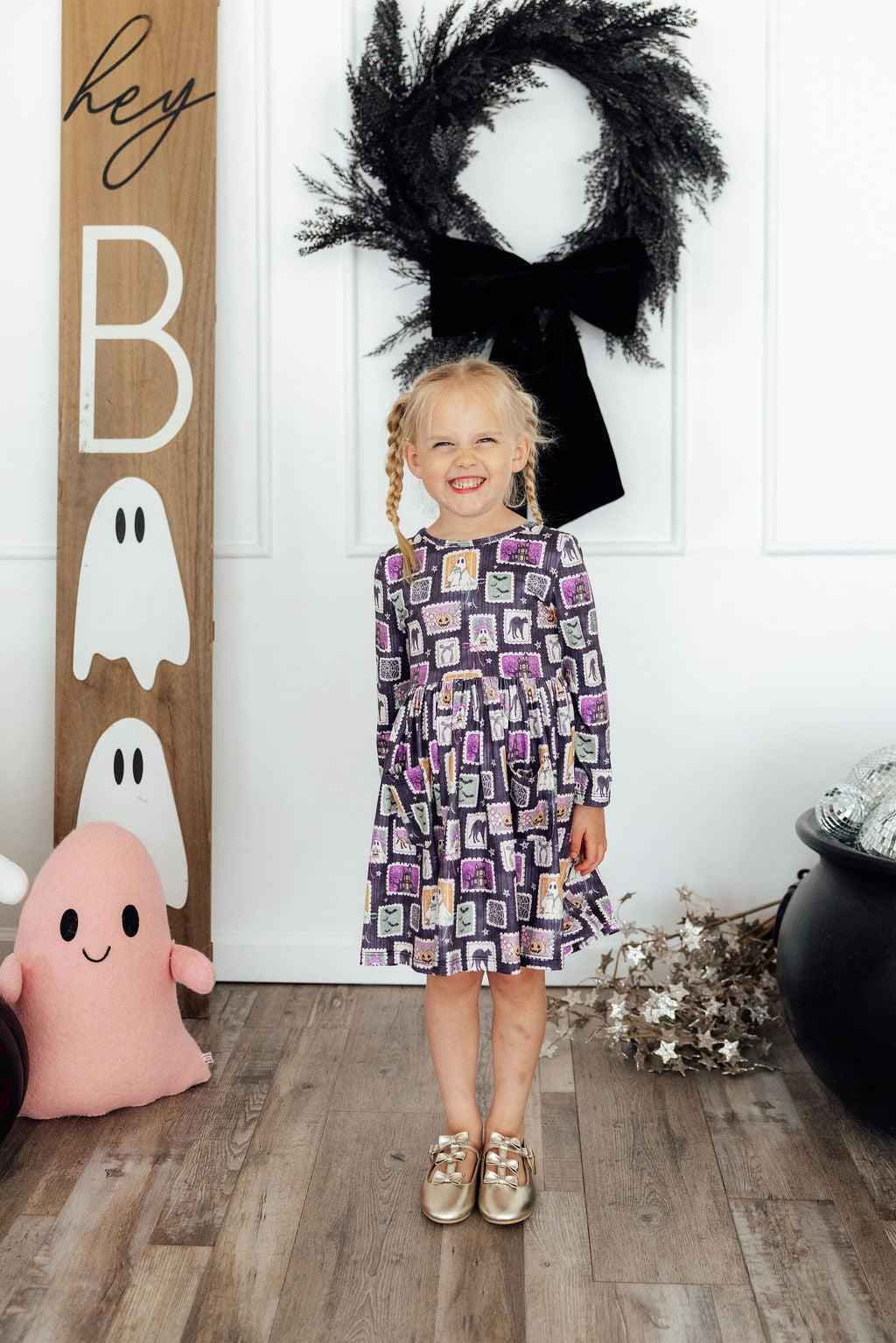 Trick or Treat L/S Pocket Twirl Dress