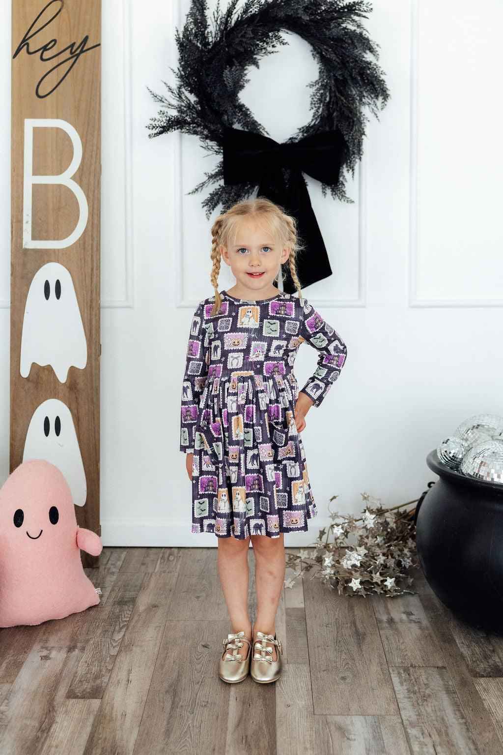 Trick or Treat L/S Pocket Twirl Dress