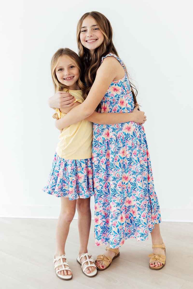 Watercolor Floral Ruffle Maxi Dress