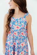 Watercolor Floral Ruffle Maxi Dress