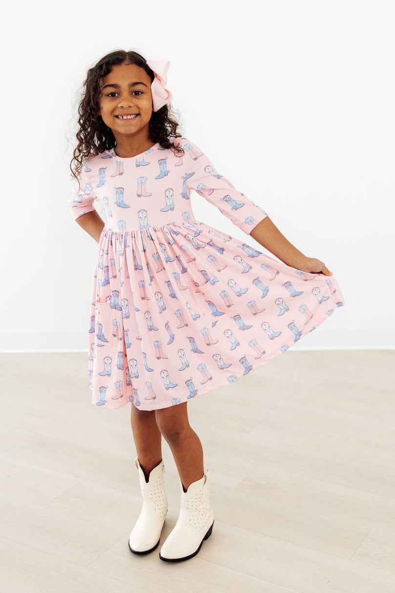 Ribbons & Rodeos 3/4 Sleeve Pocket Twirl Dress