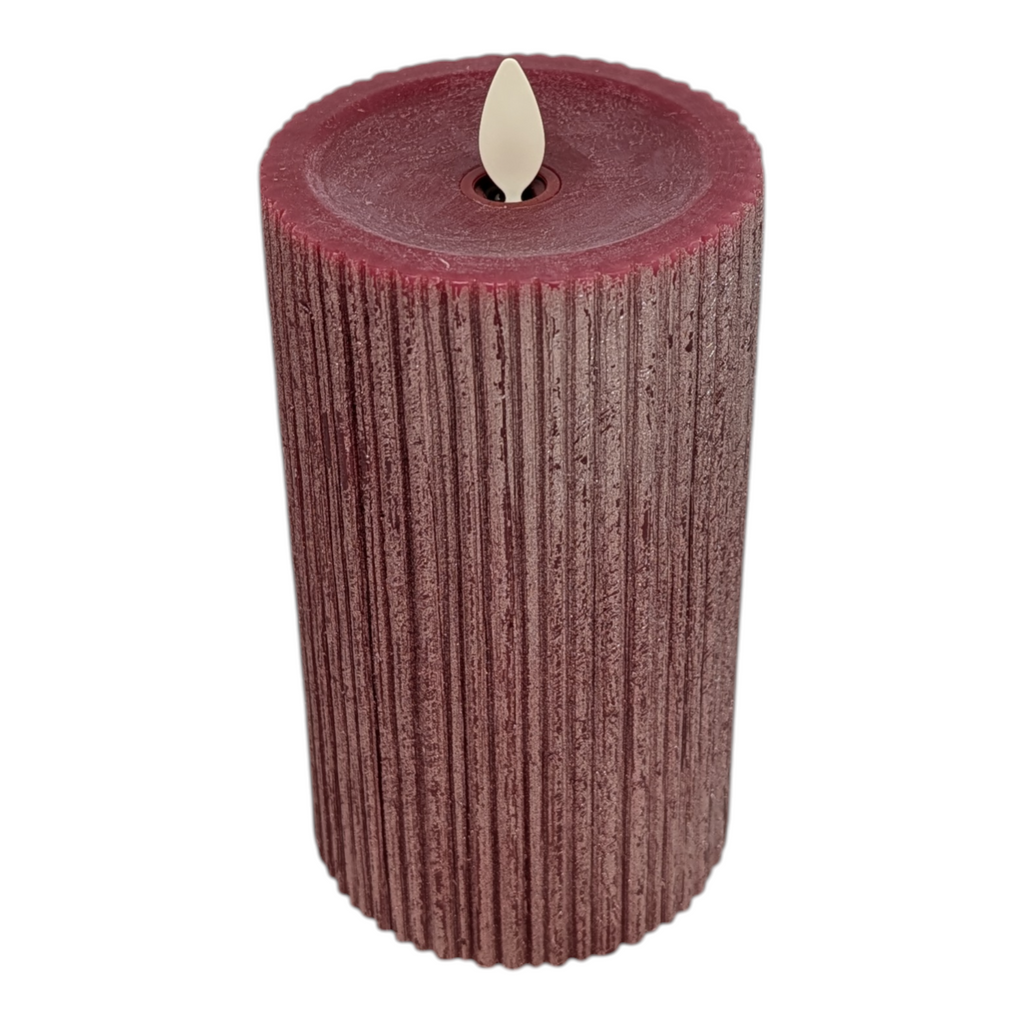 Luminara Red Metallic Furrow Moving Flame Pillar