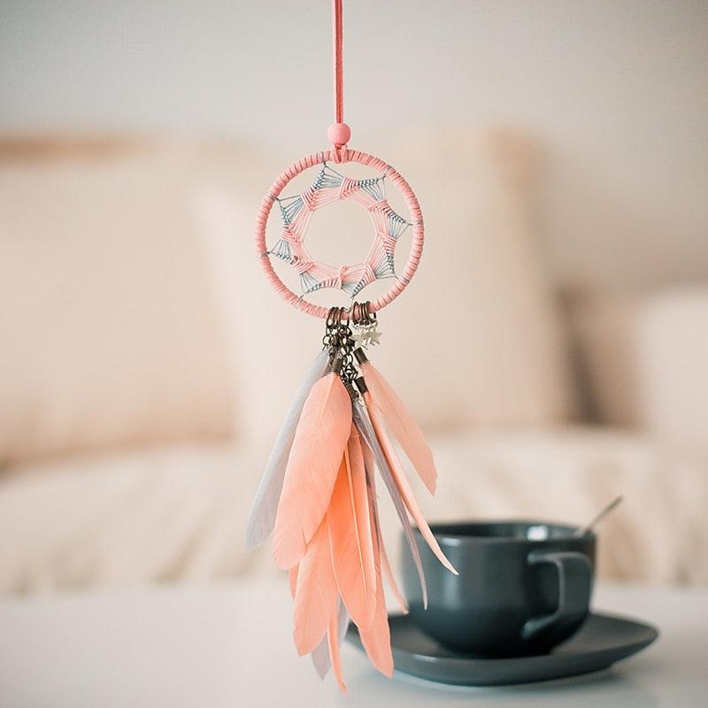 Mini 38cm Dream Catchers Hanging Room Decoration Indian Style Feathers Pendants Bag Key Chains Wind Chimes  Wall Decor Native American Handmade For Bedroom Car & Wall Hanging Decoration Ornaments Dream Catchers For Girls Boys Room
