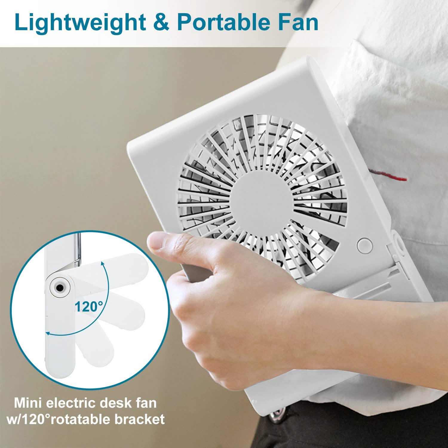 Mini Electric Desk Fan USB Rechargeable