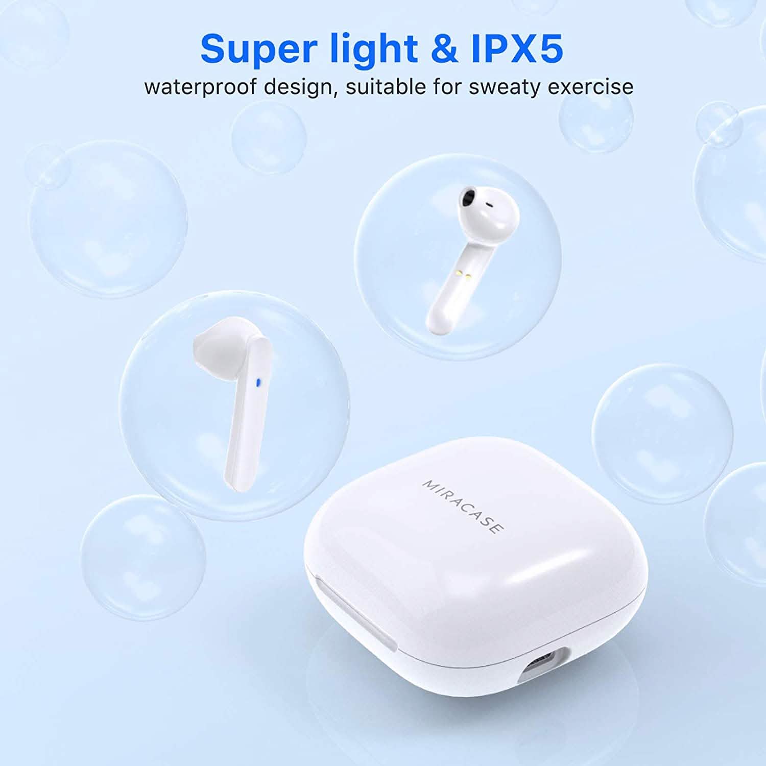 Miracase Wireless Earbuds Bluetooth 5.0 Headphones with USB-C Charging Case