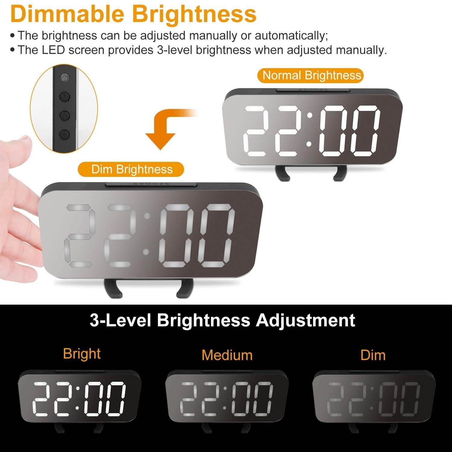 Mirror LED Electronic Alarm Clock