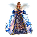 10-Light Indigo Blue With Gold Trim Angel Treetop - 12 Inch
