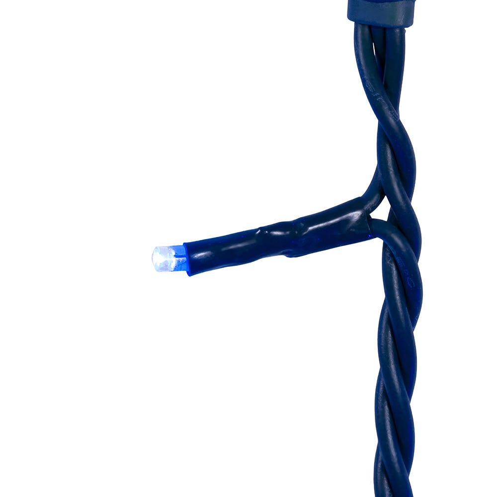 300-Light 3MM Blue LED Green Wire Jingle Bright Light Set - 50 Feet Long